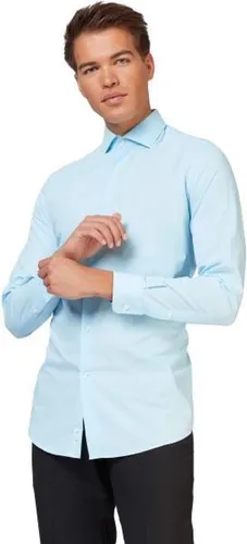 OppoSuits Cool Blue Shirt - Heren Overhemd - Casual Effen Gekleurd - Blauw
