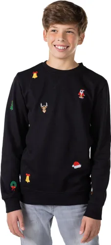 OppoSuits Deluxe X-Mas Icons - Black - Tiener Sweater - Kerst Trui - Zwart