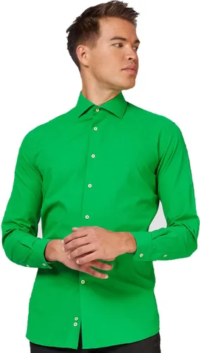 OppoSuits Evergreen Shirt - Heren Overhemd - Casual Effen Gekleurd - Groen