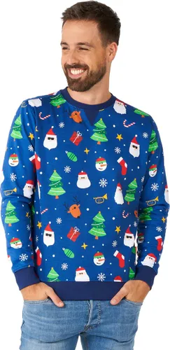 OppoSuits Festivity Blue - Heren Sweater - Kerst Trui - Blauw