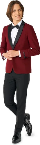 OppoSuits Hot Burgundy - Tiener Tuxedo Smoking - Chique Outfit - Rood