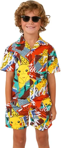 OppoSuits Kids Pika Pikachu - Jongens Zomer Set - Bevat Shirt En Shorts - Geel