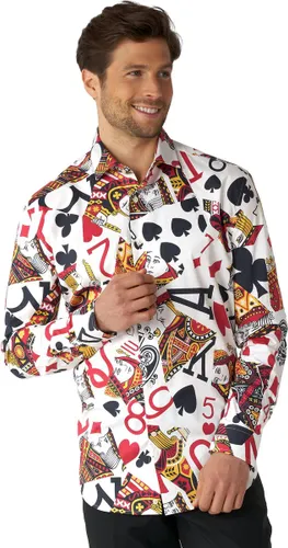 OppoSuits King Of Clubs Shirt - Heren Overhemd - Casual Kaartspel Shirt - Meerkleurig