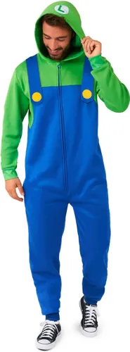 OppoSuits Luigi Onesie - Nintendo Jumpsuit - Kleding voor Luigi Outfit - Thema Huispak - Carnaval - Blauw