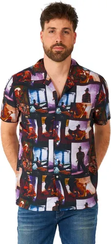OppoSuits Shirt - A Nightmare On Elmstreet - Heren Overhemd - Carnavals Shirt - Korte Mouwen - Zwart