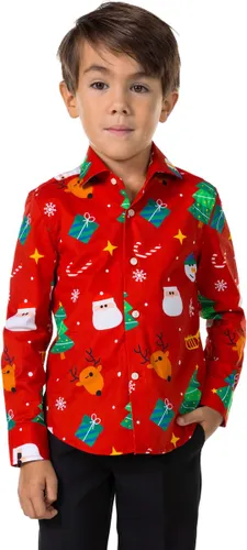 OppoSuits SHIRT LS Festivity Red Boys - Kids Overhemd - Kerstshirt - Rood