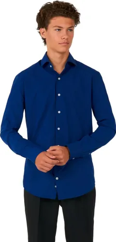 OppoSuits SHIRT LS Navy Royale Tiener - Jongens Overhemd - Effengekleurd - Blauw