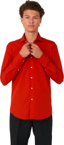 OppoSuits SHIRT LS Red Devil Tiener - Jongens Overhemd - Effengekleurd - Rood