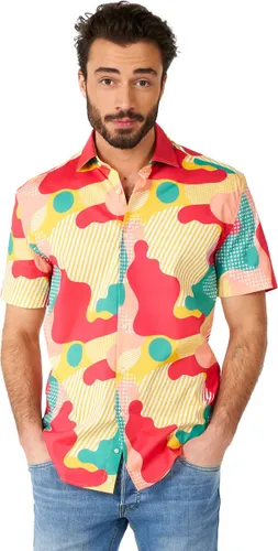 OppoSuits SHIRT Short Sleeve Coral Camo - Heren Overhemd - Zomer Shirt - Mix Kleur