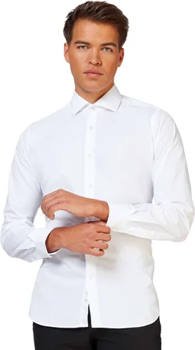 OppoSuits White Knight Shirt - Heren Overhemd - Casual Effen Gekleurd - Wit