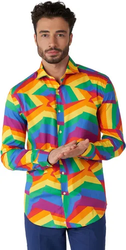 OppoSuits Zig Zag Rainbow Shirt - Heren Overhemd - Casual Regenboog Pride Shirt - Meerkleurig