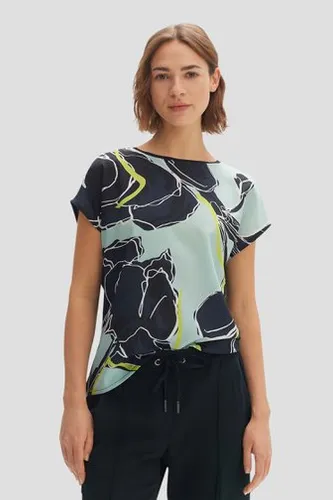 Opus Blauw T-shirt met abstracte print