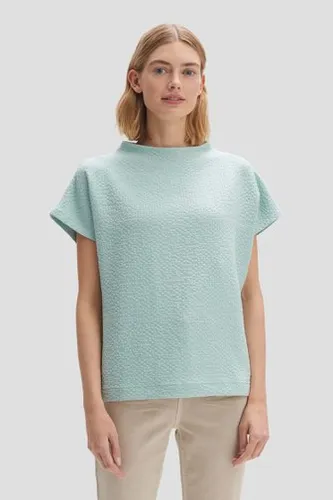Opus Groenblauw T-shirt met textuur