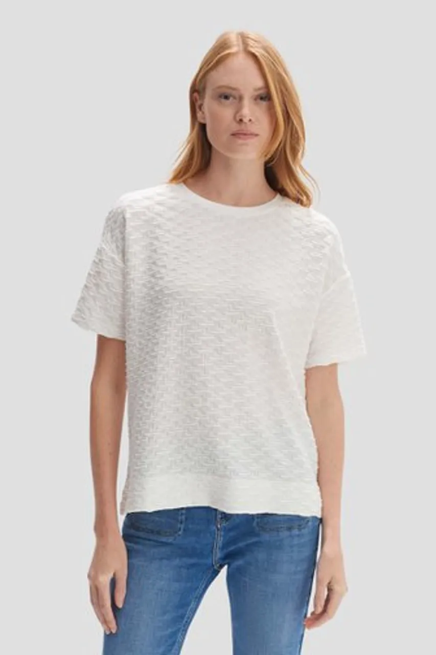Opus Wit T-shirt met textuur