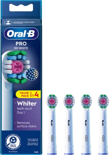 Oral-B 3D White Pro - Opzetborstels met CleanMaximiser Technologie - 4 Stuks
