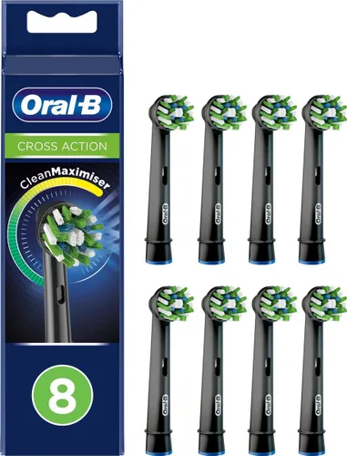Oral-B CrossAction - Met CleanMaximiser-technologie - Opzetborstels - Zwart - 8 Stuks - Voordeelverpakking 12 stuks