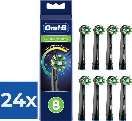 Oral-B CrossAction - Met CleanMaximiser-technologie - Opzetborstels - Zwart - 8 Stuks - Voordeelverpakking 24 stuks
