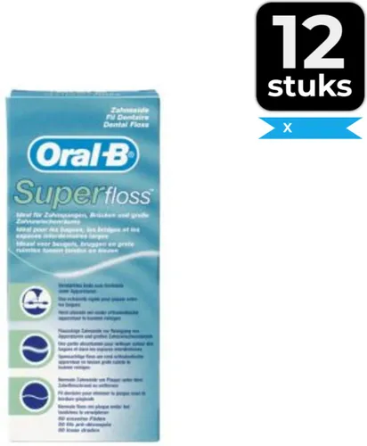 Oral-B Flosdraad - Super Floss - 50 stuks - Voordeelverpakking 12 stuks