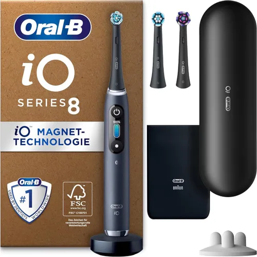 Oral-B iO 8 Plus Edition - Elektrische Tandenborstel + 3 opzetborstels + reisetui - Zwart