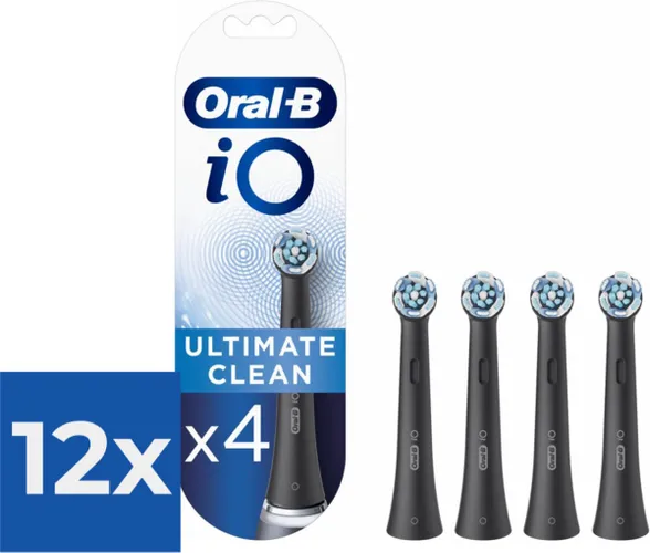 Oral-B iO Ultimate Clean - Opzetborstels - Zwart - 4 Stuks - Voordeelverpakking 12 stuks
