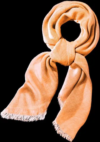Oranje, zachte wollen sjaal met franjes