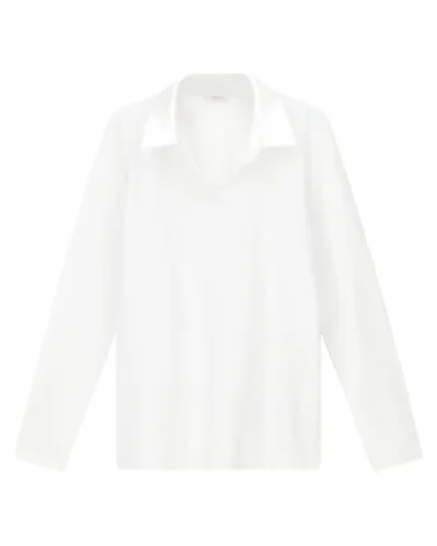 Oroblu Perfect Line Cotton Polo Long Sleeve 1000 White Blouses