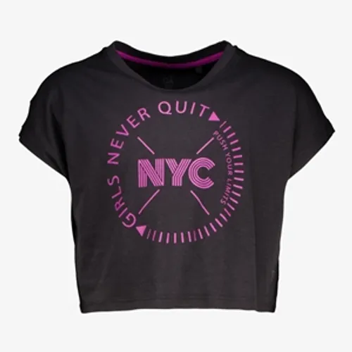 Osaga meisjes cropped sport T-shirt zwart/roze