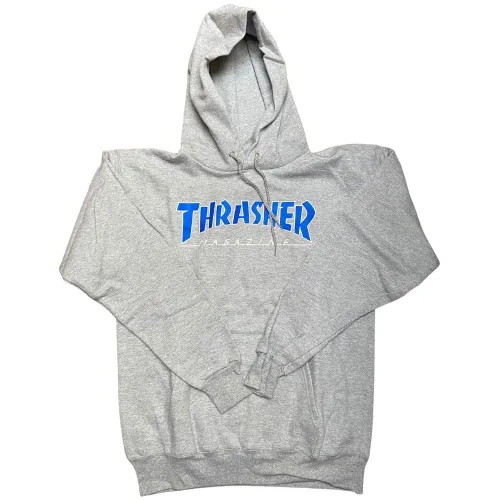 Outlined Hoodie Grey/Blue - L