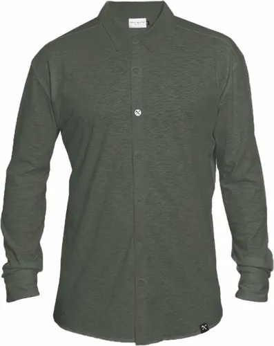 Overhemd - Biologisch katoen - Leger groen - verborgen button down
