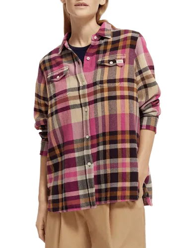 Oversized fit checked brushed flannel shirt - Maat 42 - Multicolor - Vrouw - Shirt - Scotch & Soda
