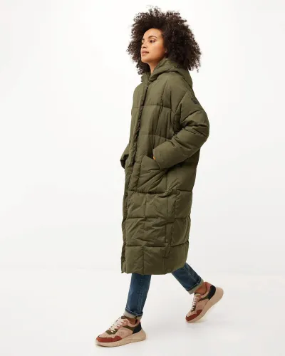 Oversized hooded padded jacket Olive