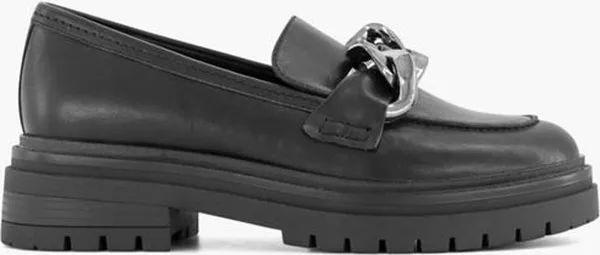 oxmox Zwarte chunky loafer sierketting
