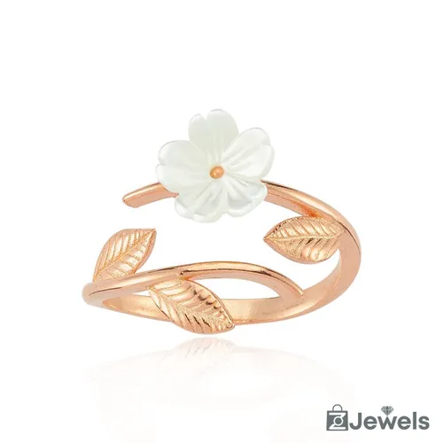 OZ Jewels Verstelbare Roségoud Gekleurde Zilveren ring met Magnoliadesign - Accessoires - Liefdessieraden - Liefdesring - Damesring - Valentijnsdag -...