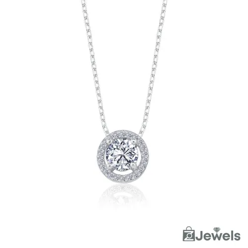 OZ Jewels Zilveren Ketting met 0.75 Karaat Diamant Rond - Accessoires - Liefdessieraden - - Damesketting - Valentijnsdag - Cadeau - Moederdag - Kettin...