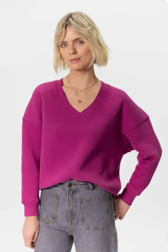 Paarse Oversized Sweater Met V-hals