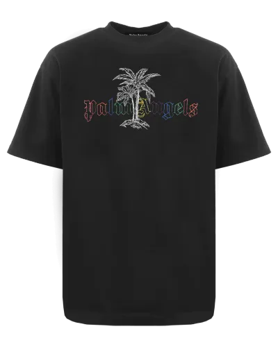 Palm Angels Heren linen collar t-shirt