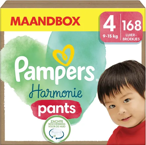 Pampers Harmonie Pants - Maat 4 (9kg-15kg) - 168 Luierbroekjes - Maandbox