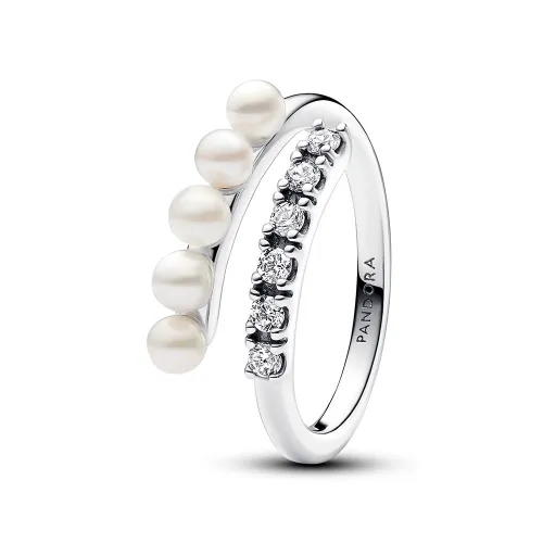 Pandora Treated Freshwater Cultured Pearls & Pavé Open ring - 193145C01