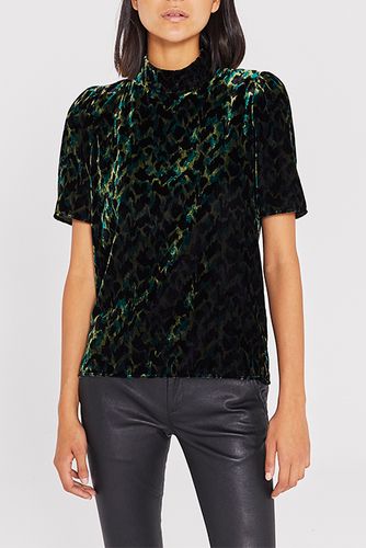 Panther-print Velvet Short-sleeved Top