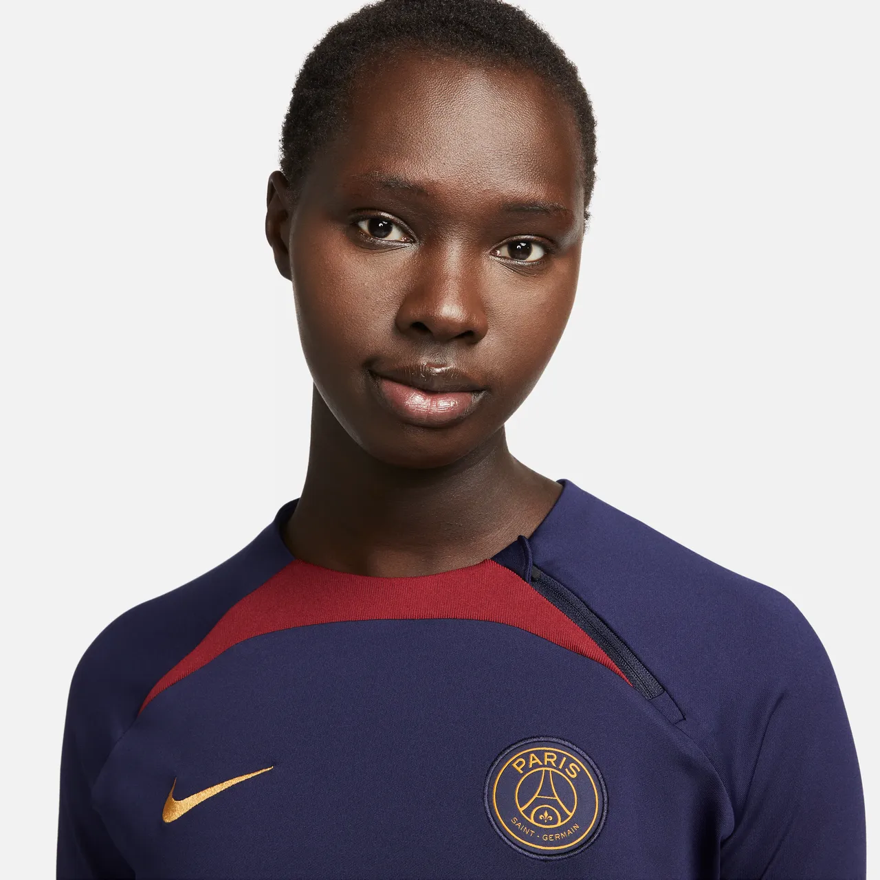 Paris Saint-Germain Strike Nike Dri-FIT voetbaltrainingstop met ronde hals voor dames - Blauw