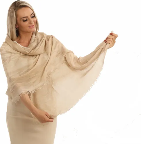 Pashmina Shine-zand beige-sjaal dames-Moederdag-sjaal dames-gemêleerd-cashmere-modal-ruffles-sjaals-omslagdoek