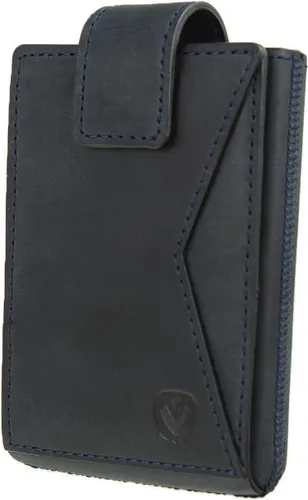 Pasjeshouder - Pocket Premium - Easy Out systeem - Leer - 8 tot 10 pasjes - RFID - Vintage Blauw