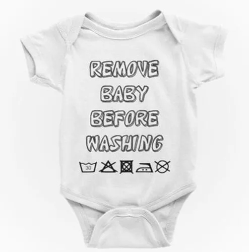 Passie voor Stickers Baby rompertje: Remove baby before washing 86/92