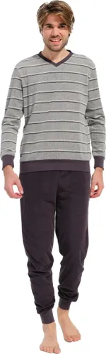 Pastunette Badstof Heren pyjama - Grey Stripes - M - Grijs