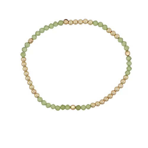 Pat's Jewels Armband Dames - Elastiek Armband - Gouden Bolletjes - Edelsteen - Geboortesteen - Augustus