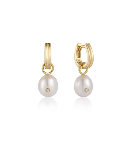 Pearl Power Drop Sparkle Huggie Earrings S