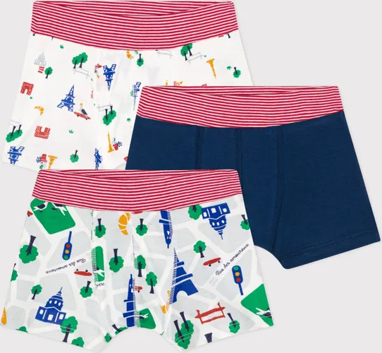 Petit Bateau Set met drie katoenen boxershorts met motief van Parijs voor kinderen Jongens Onderbroek - Meerkleurig