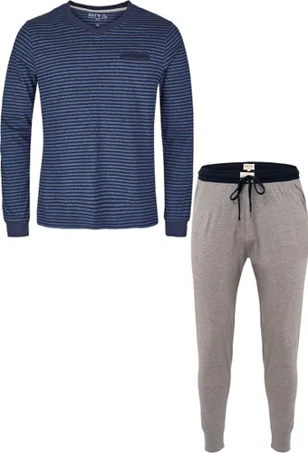 Phil & Co Essential Heren Pyjamaset Lang Blauw / Grijs