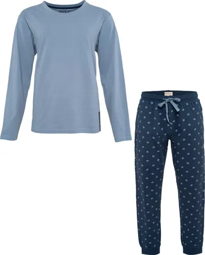 Phil & Co Heren Pyjama Set Lang Katoen Blauw