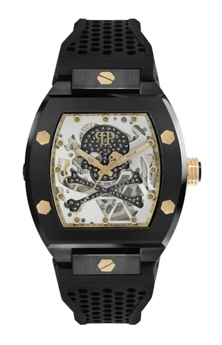 Philipp Plein The $Keleton PWBAA0521 Horloge - Siliconen - Zwart - Ø 44 mm